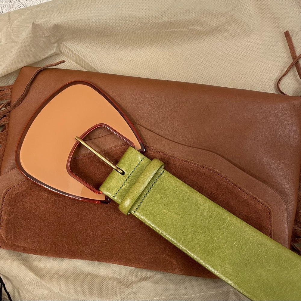 French Connection Green Belt with Amber Buckle - Picture 5 of 5